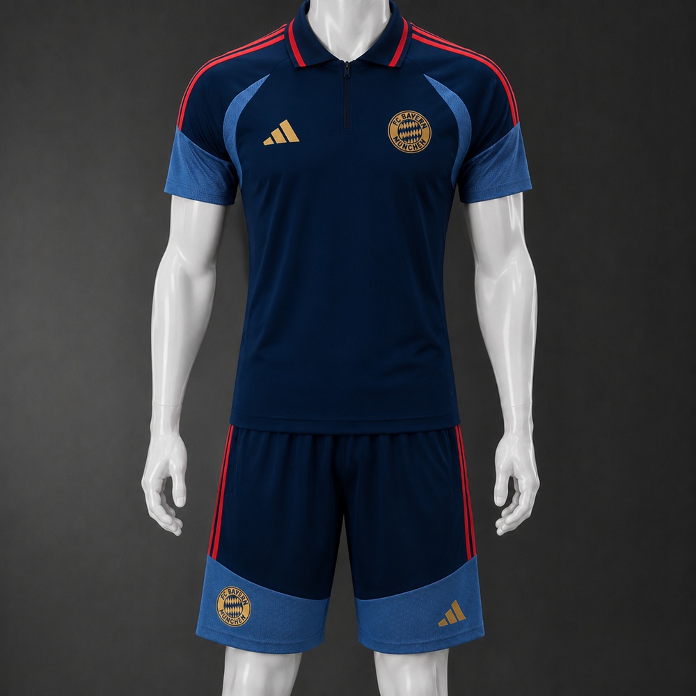 Bayern Munich 26/27 Navy Blue Polo Short Sleeve Short Set