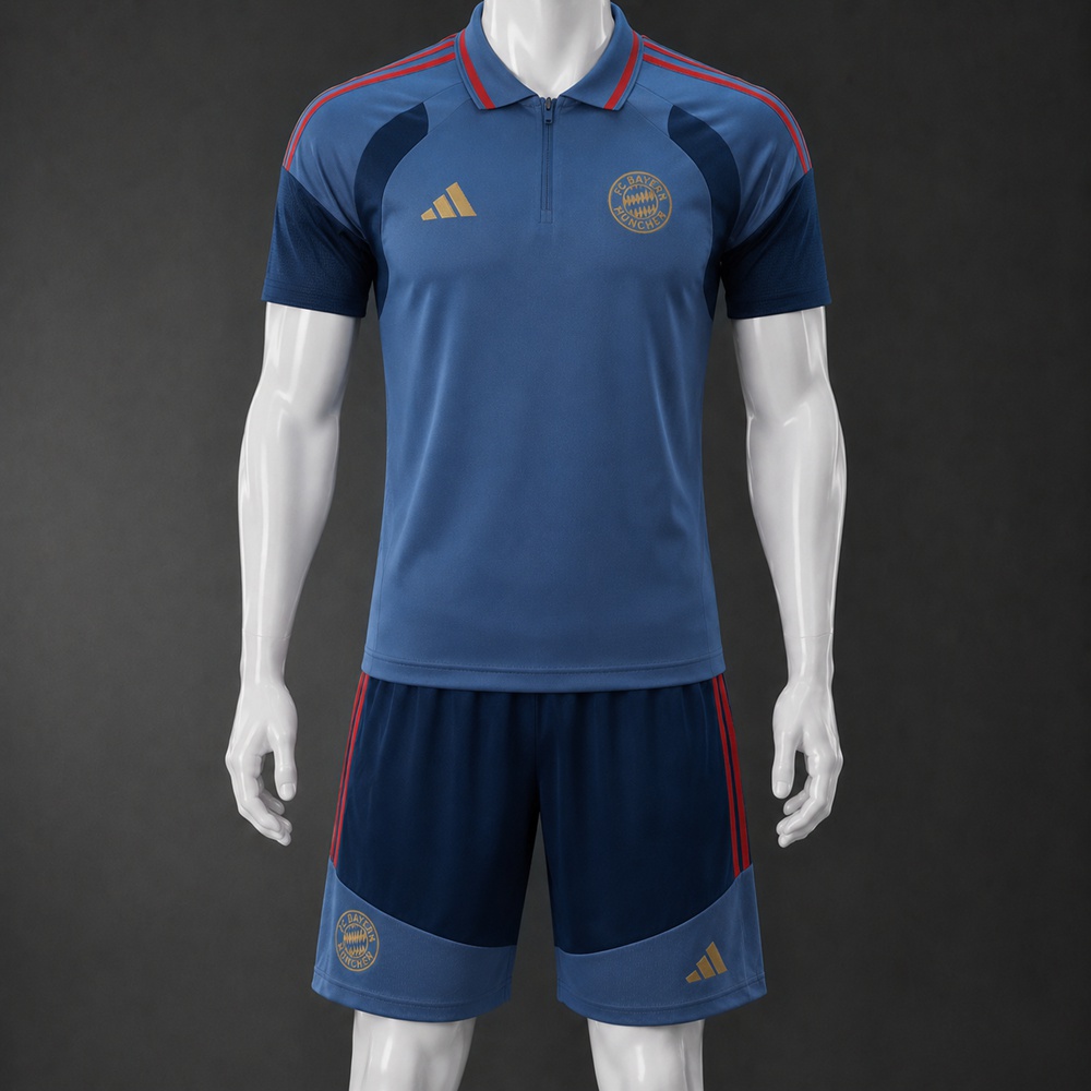 Bayern Munich 26/27 Light Blue Navy Polo Short Sleeve Short Set