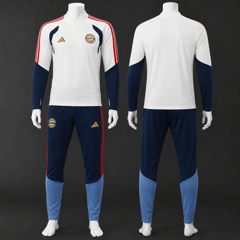 Bayern Munich 26/27 White Navy Half Zip Tracksuit