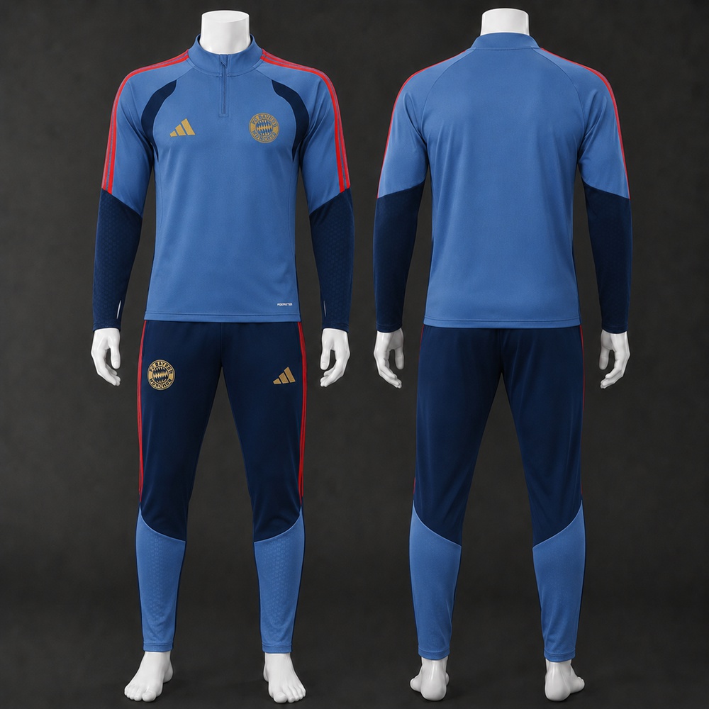 Bayern Munich 26/27 Light Blue Navy Half Zip Tracksuit