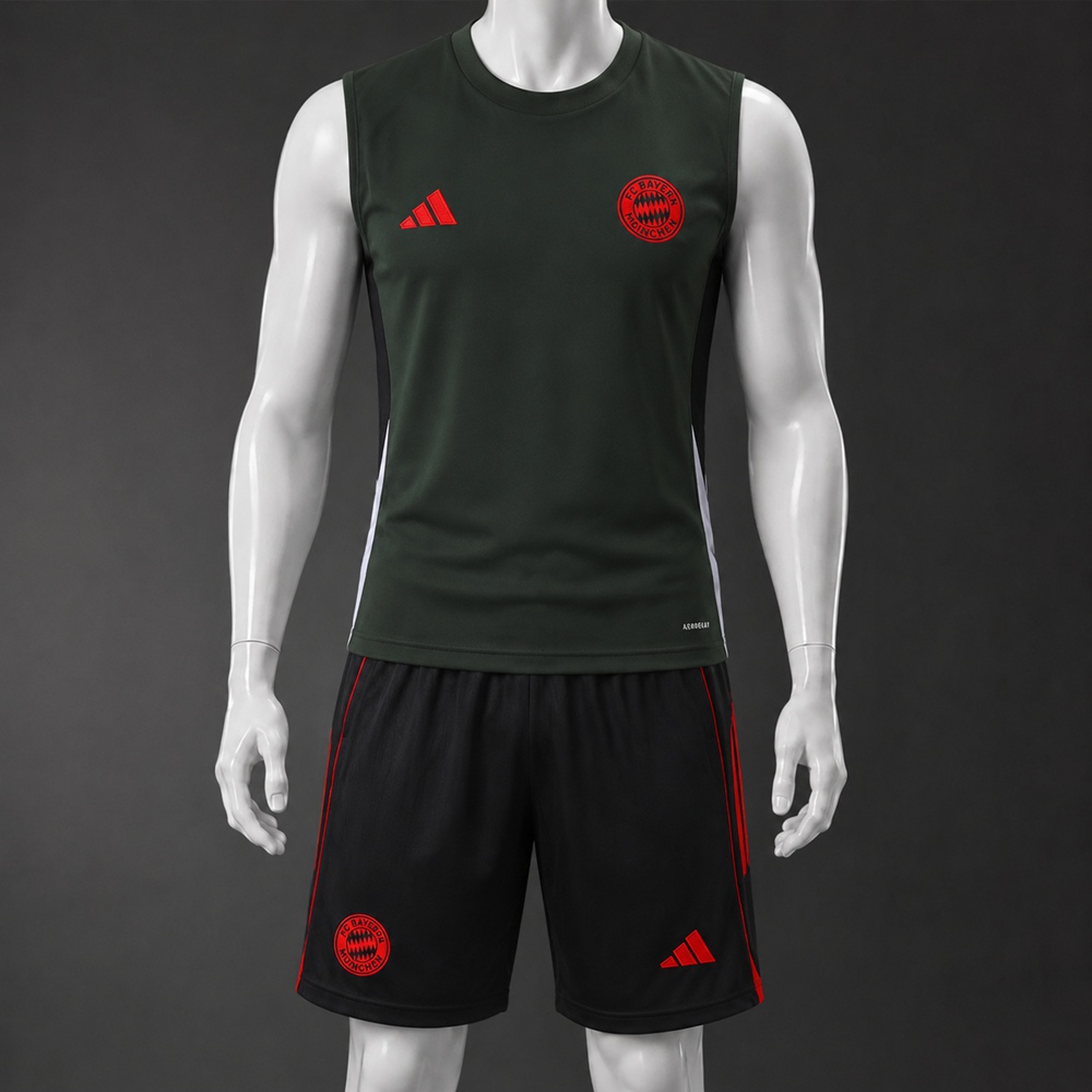 Bayern Munich 25/26 Dark Green Black Red Training Vest kit