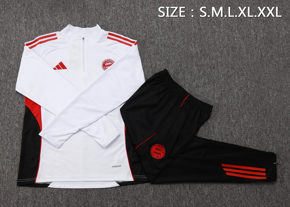 Bayern Munich 25/26 White Black Red Half Zip Tracksuit Foto 2