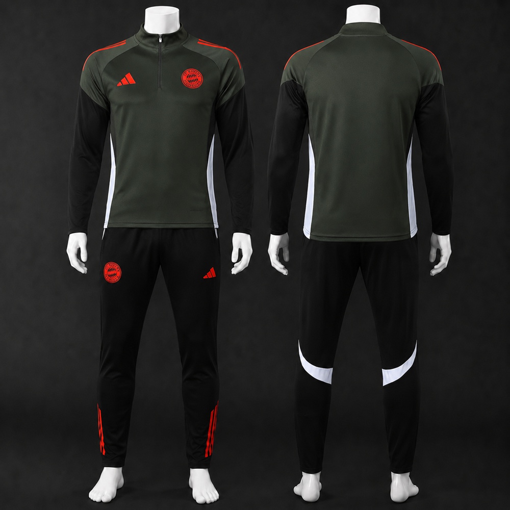 Bayern Munich 25/26 Green Black Red Half Zip Tracksuit