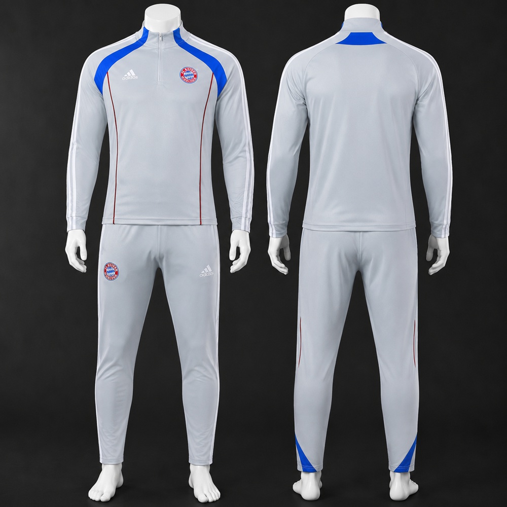 Bayern Munich 25/26 White Blue Red Half Zip Tracksuit