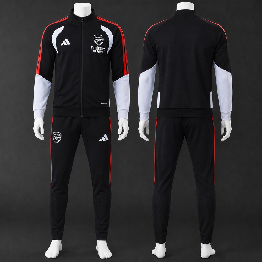 Arsenal 26/27 Black White and Red Jacket Kit