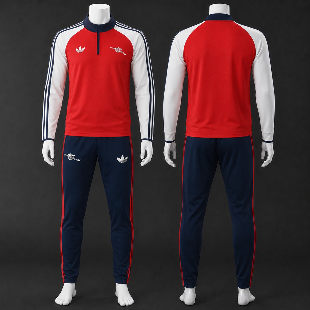 Arsenal 26/27 Red White Retro Half Zip Tracksuit