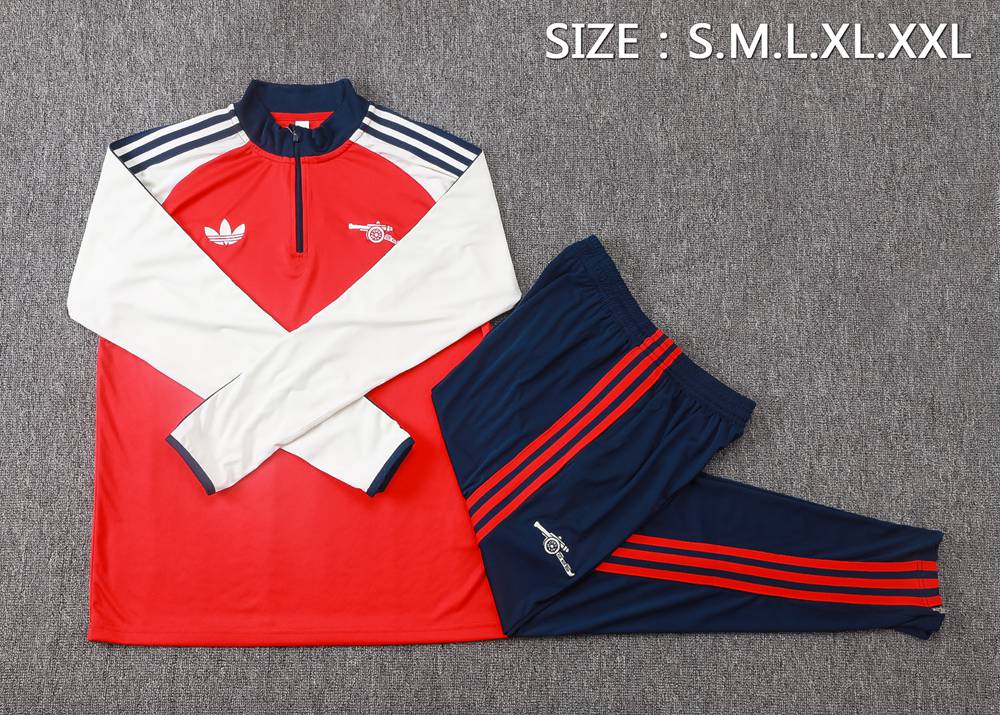Arsenal 26/27 Red White Retro Half Zip Tracksuit Foto 2