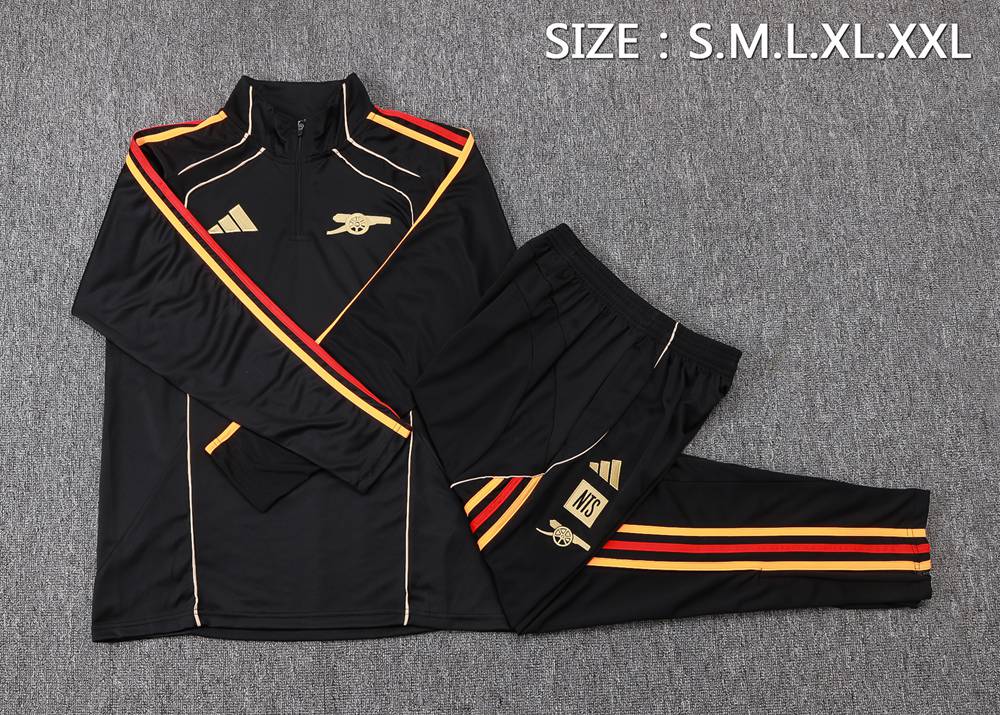 Arsenal 25/26 Black Gold Red Stripe Half Zip Tracksuit Foto 2