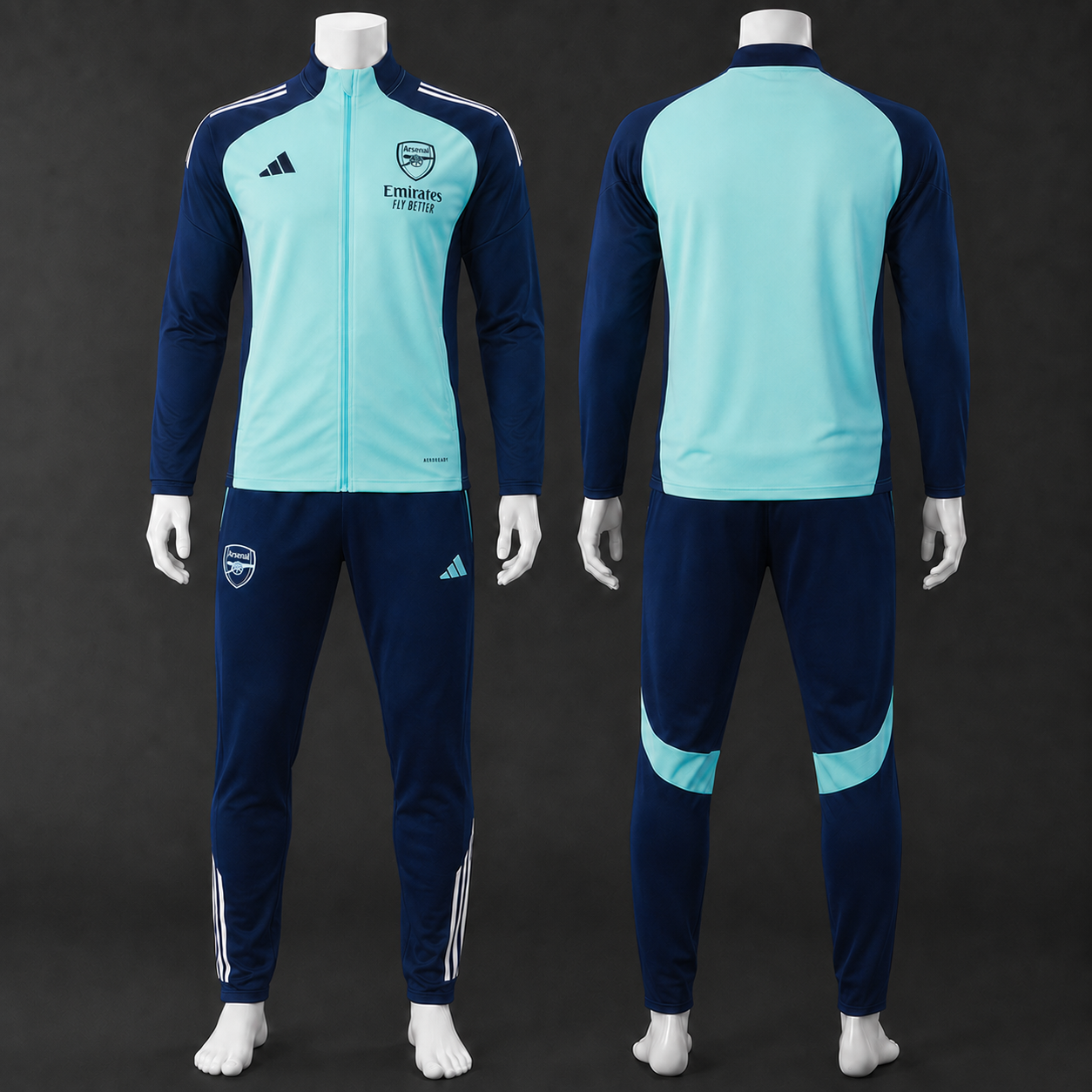 Arsenal 25/26 Light Cyan Navy Jacket Kit