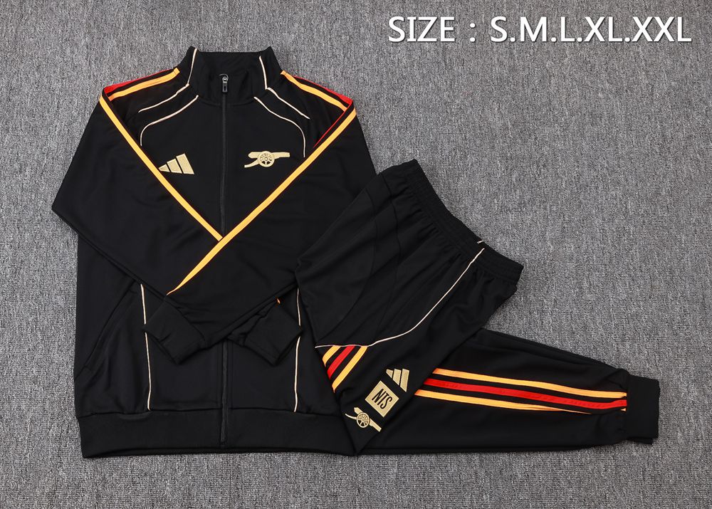 Arsenal 25/26 Black Stripe Soccer Jacket Kit Set Foto 2