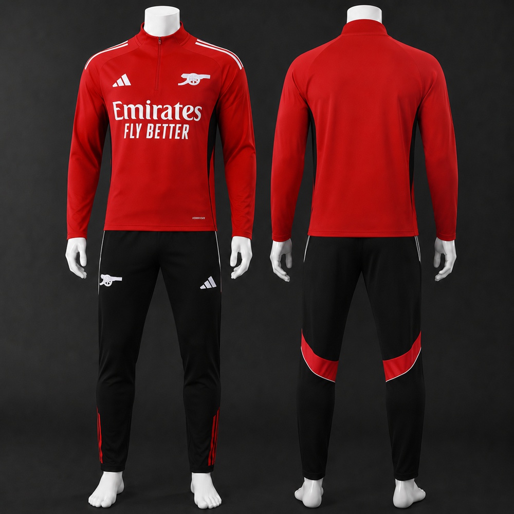 Arsenal 25/26 Red Black Half Zip Tracksuit