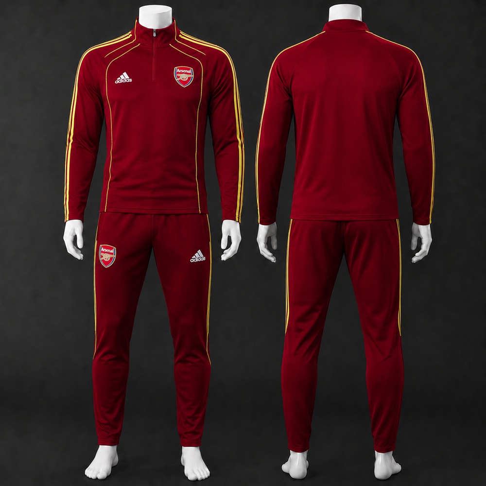Arsenal 25/26 Red Yellow Half Zip Tracksuit