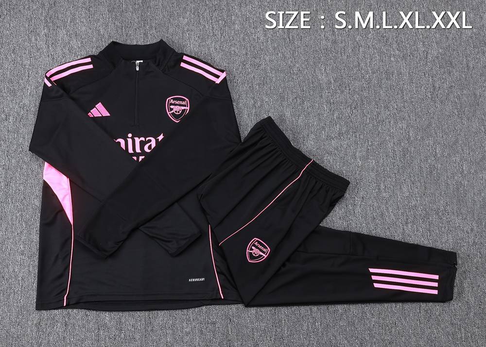 Arsenal 25/26 Black Pink Half Zip Tracksuit Foto 2