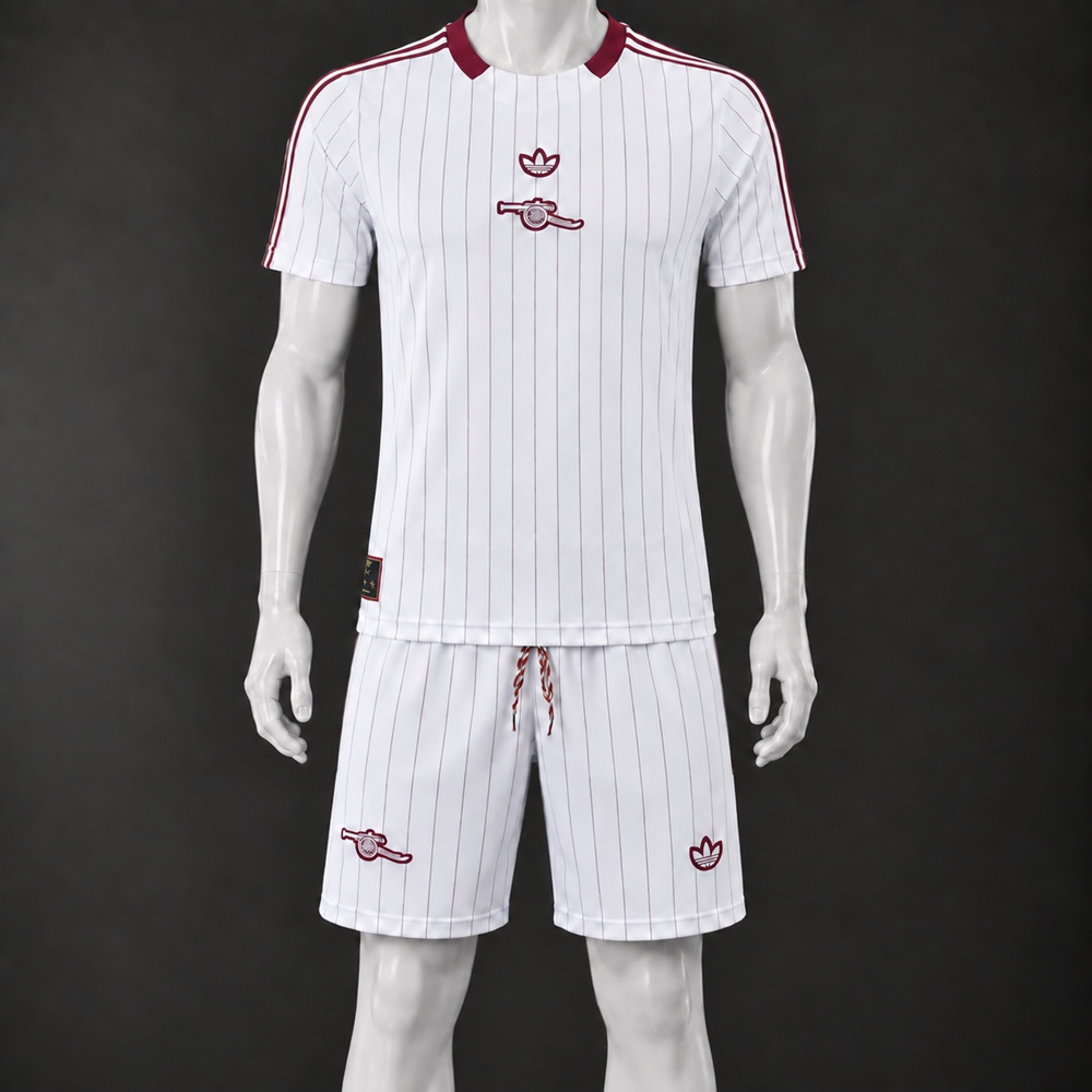 Arsenal 26/27 White Burgundy Short-Sleeve Shorts Set