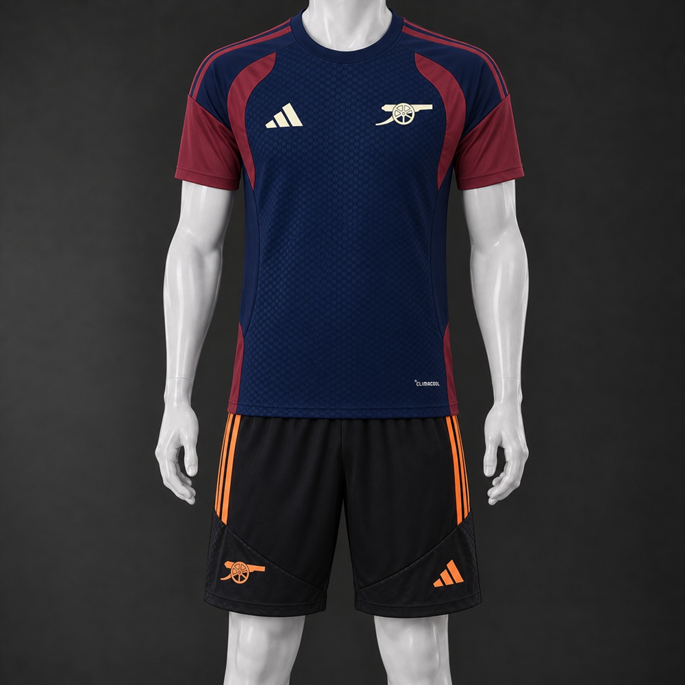 Arsenal 26/27 navy blue burgundy black short-sleeve shorts set