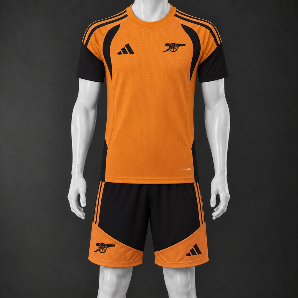 Arsenal 26/27 Orange Black Short-Sleeve Shorts Set