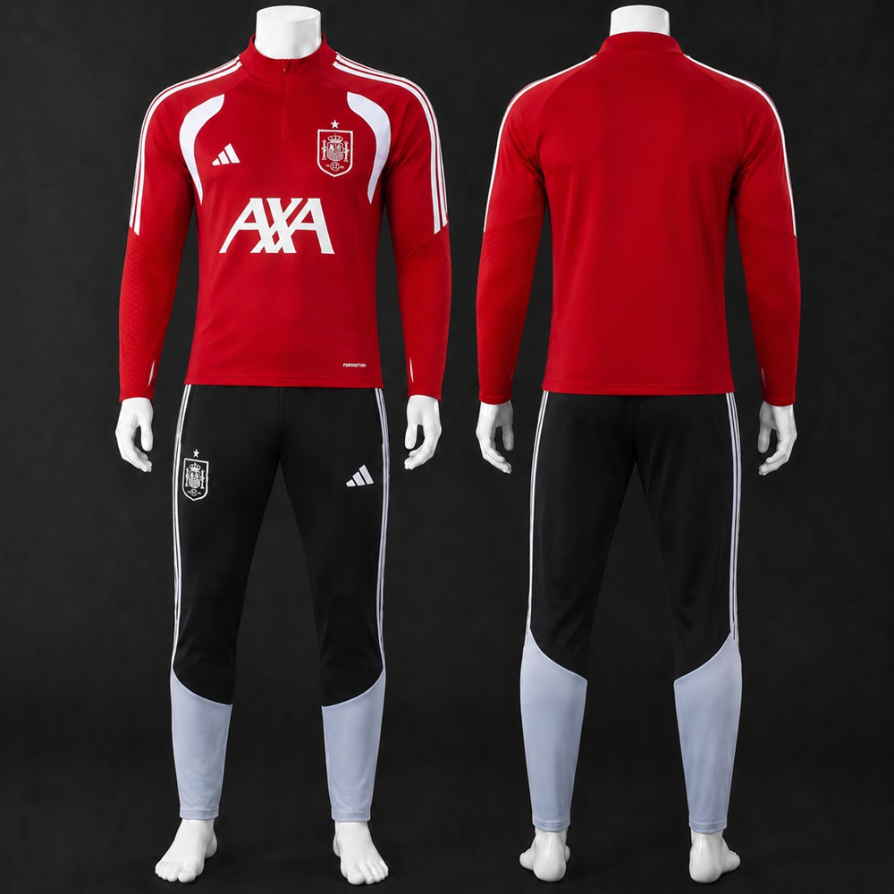 Spain 26/27 Red Black Grey Half Zip Tracksuit