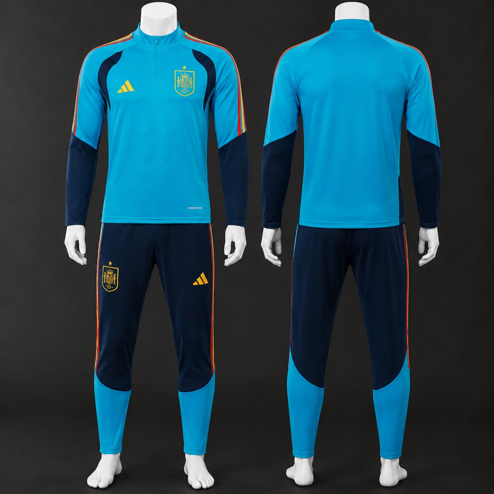 Spain 26/27 Light Blue Navy Half Zip Tracksuit