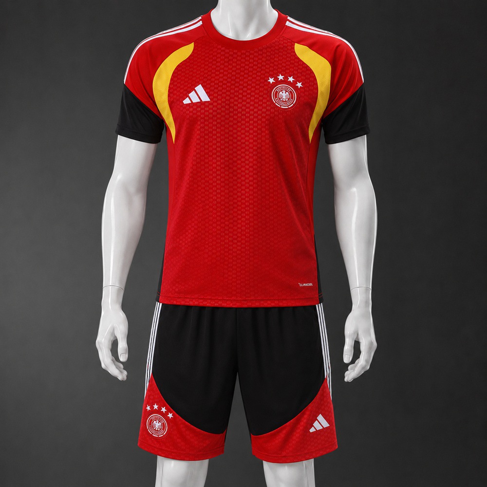 Germany 26/27 Red Black Short Sleeve Short Set