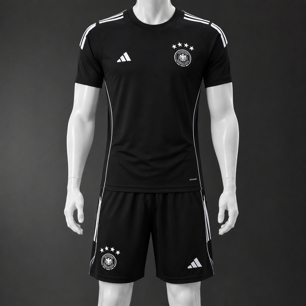 Germany 25/26 Black White Short Sleeve Short Set