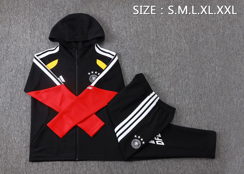 Germany 26/27 Black Red Hooded Jacket Long Pants Tracksuit Set Foto 2
