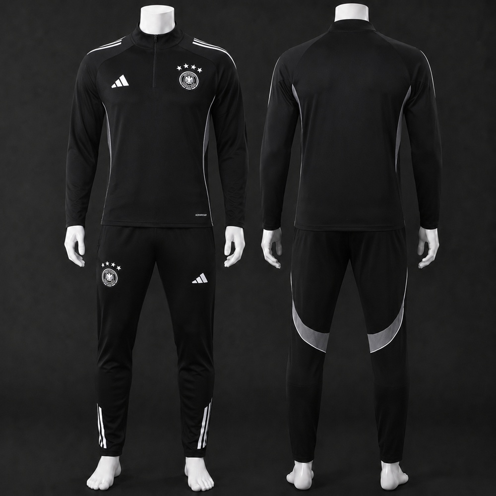 Germany 25/26 Black White Half Zip Tracksuit