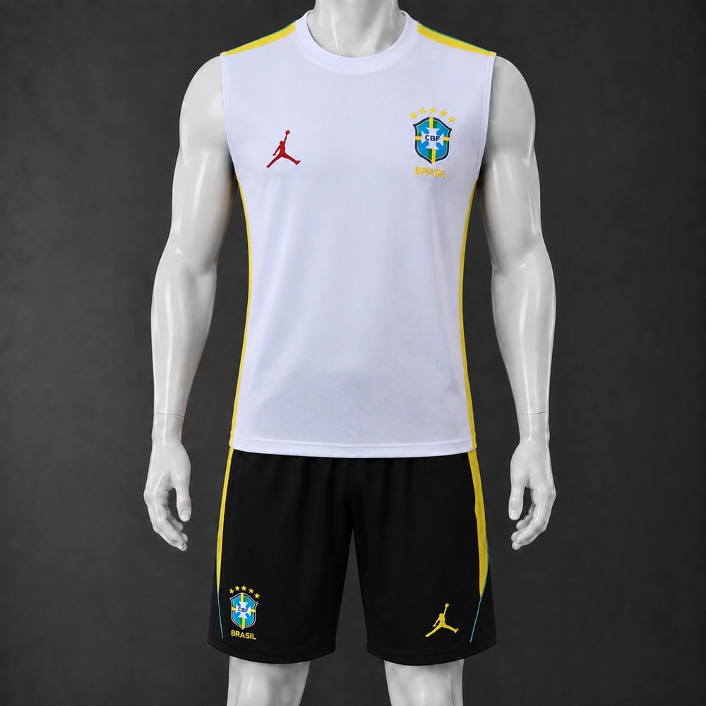 Brazil 26/27 White Black Yellow Training Vest kit