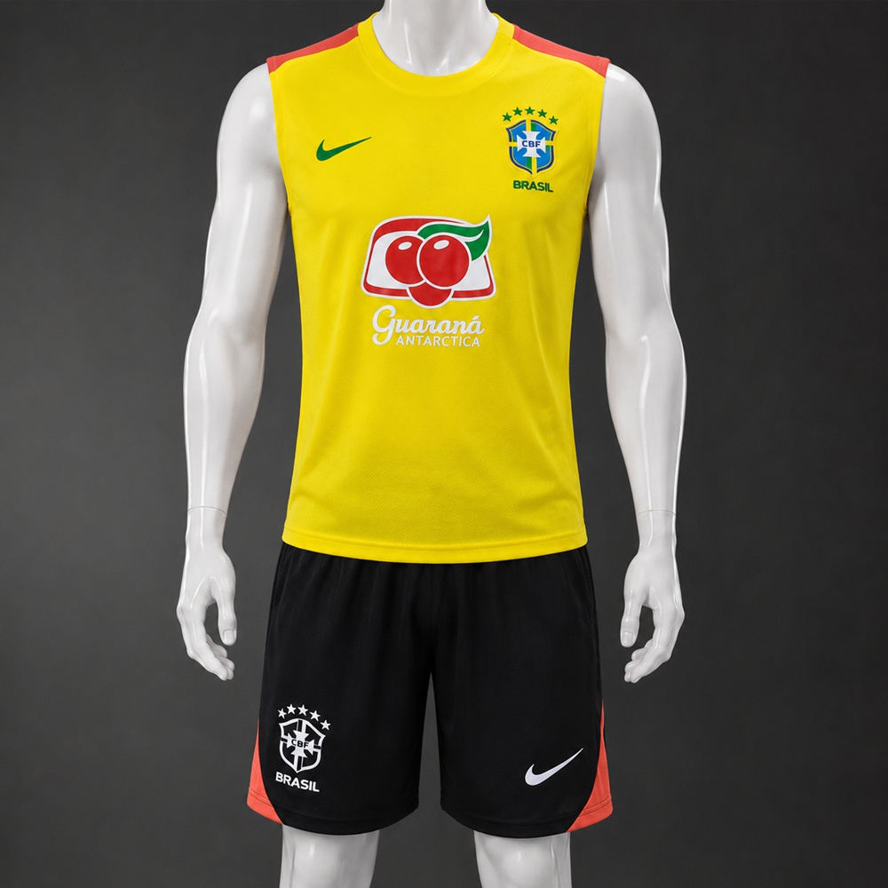 Brazil 25/26 Yellow Black Training Vest kit