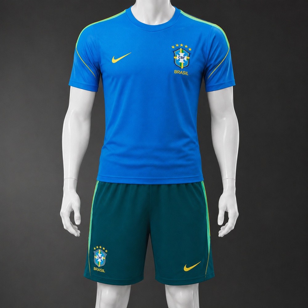 Brazil 26/27 Blue Teal Short Sleeve Short Set