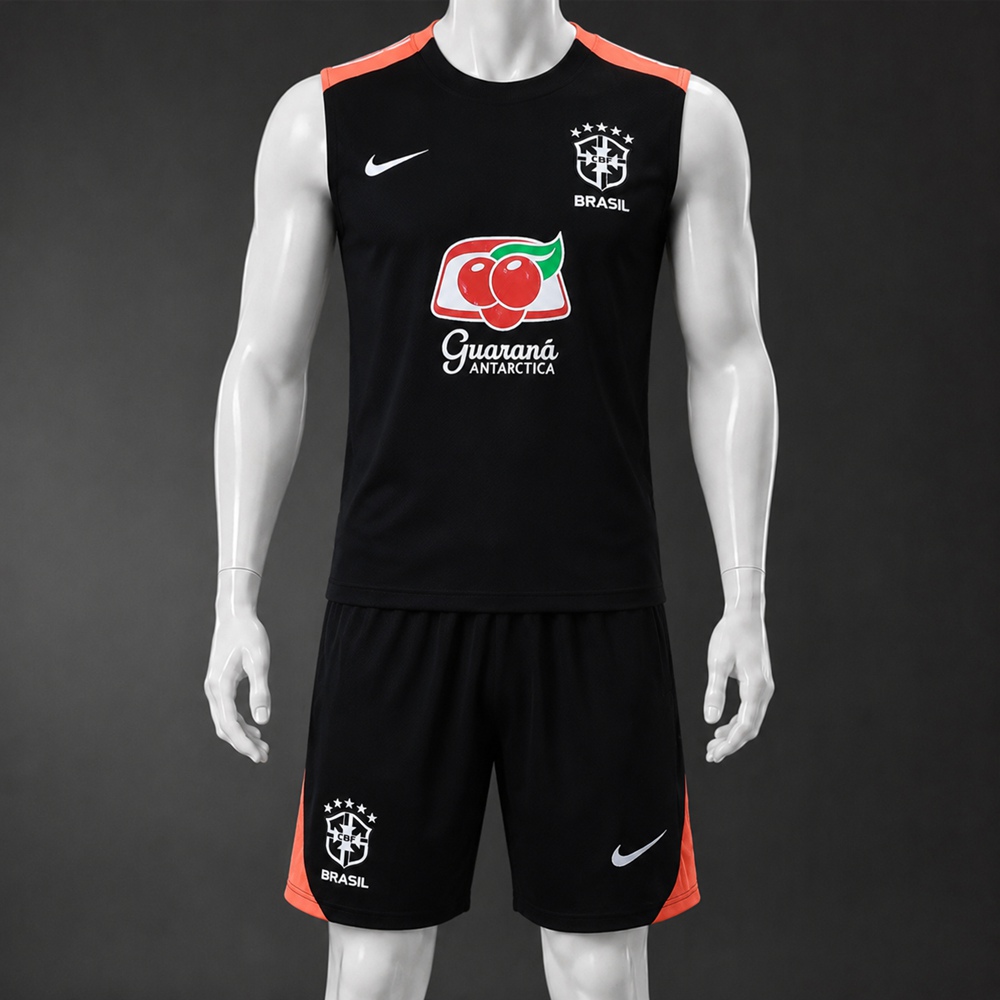 Brazil 25/26 Black Orange Training Vest kit