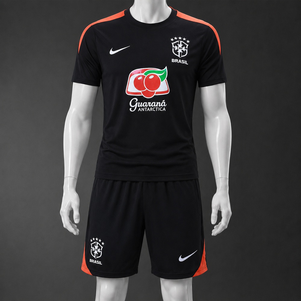 Brazil 25/26 Black Orange Short Sleeve Short Set