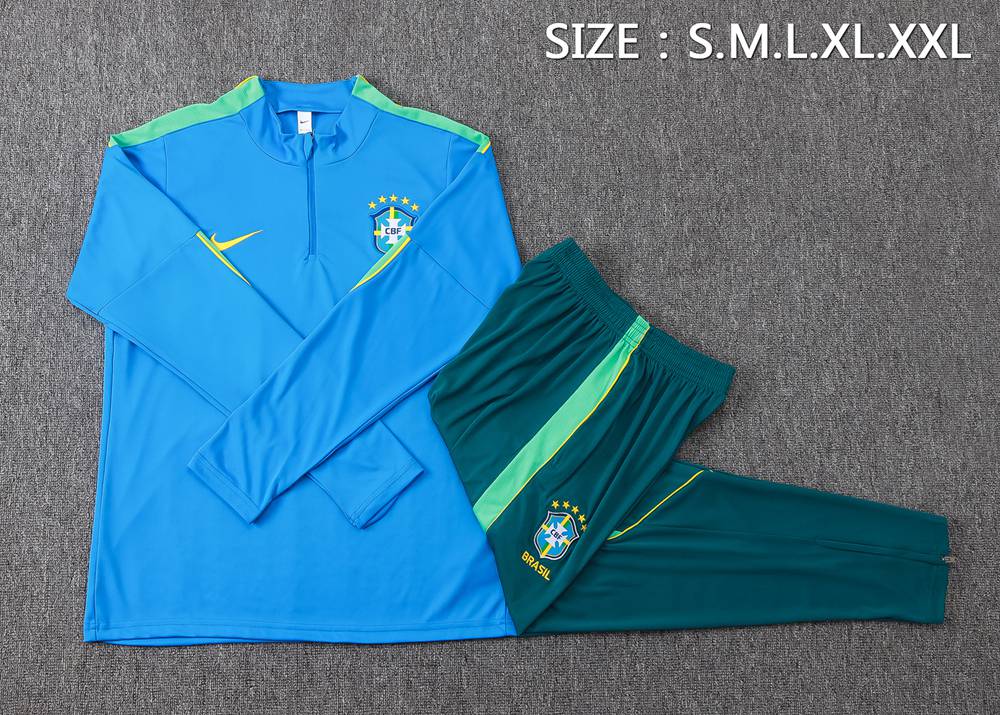 Brazil 26/27 Blue Teal Half Zip Tracksuit Foto 2