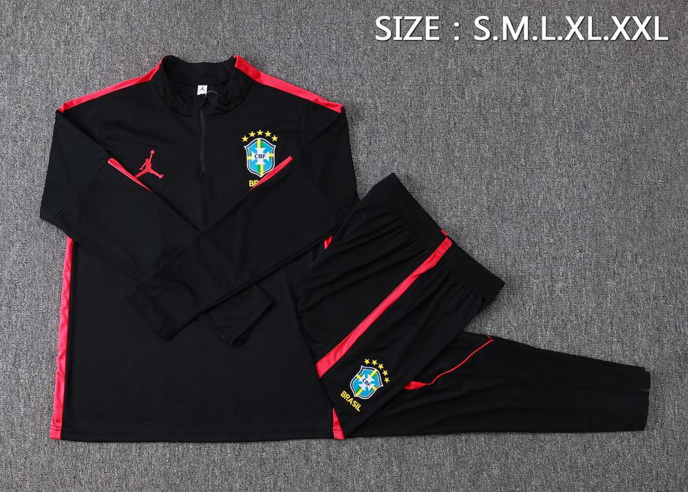 Brazil 26/27 Black Red Half Zip Tracksuit Foto 2