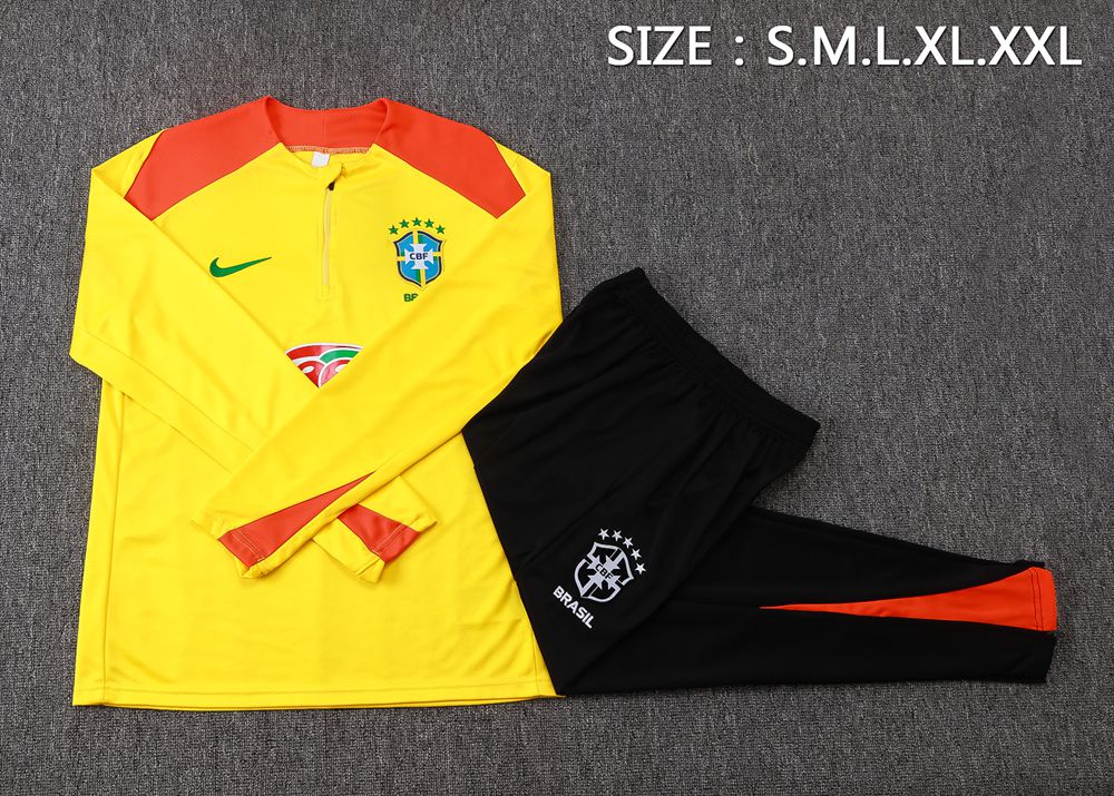 Brazil 25/26 Yellow Black Half Zip Tracksuit Foto 2