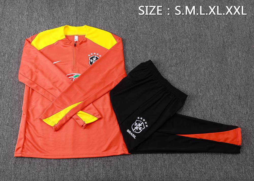 Brazil 25/26 Orange Yellow Half Zip Tracksuit Foto 2
