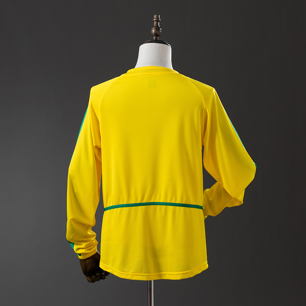 Brazil 2002 Home Long Sleeve Retro Jersey Foto 2