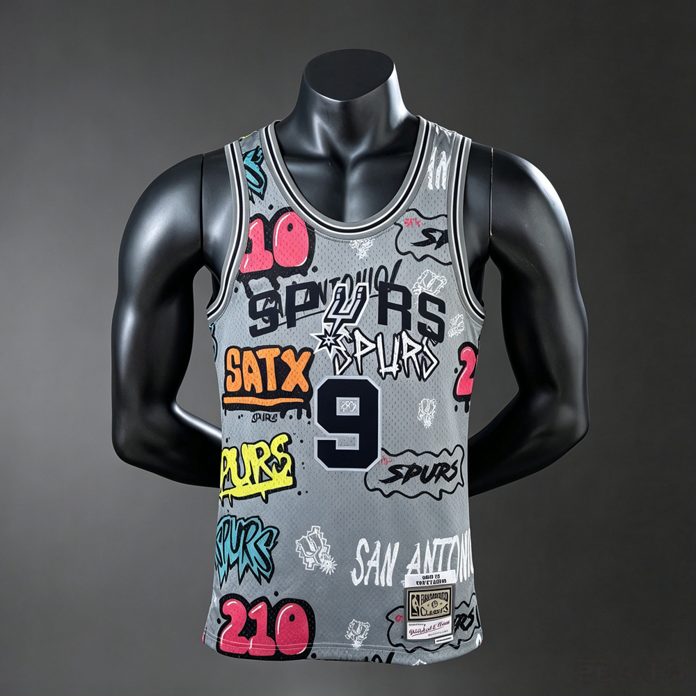 San Antonio Spurs Retro Edition Parker #9 NBA Jersey Silk Version