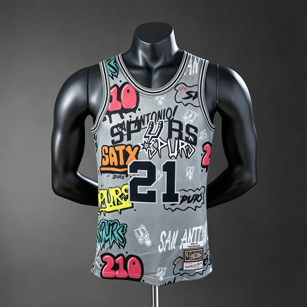 San Antonio Spurs Retro Edition Duncan #21 NBA Jersey Silk Version