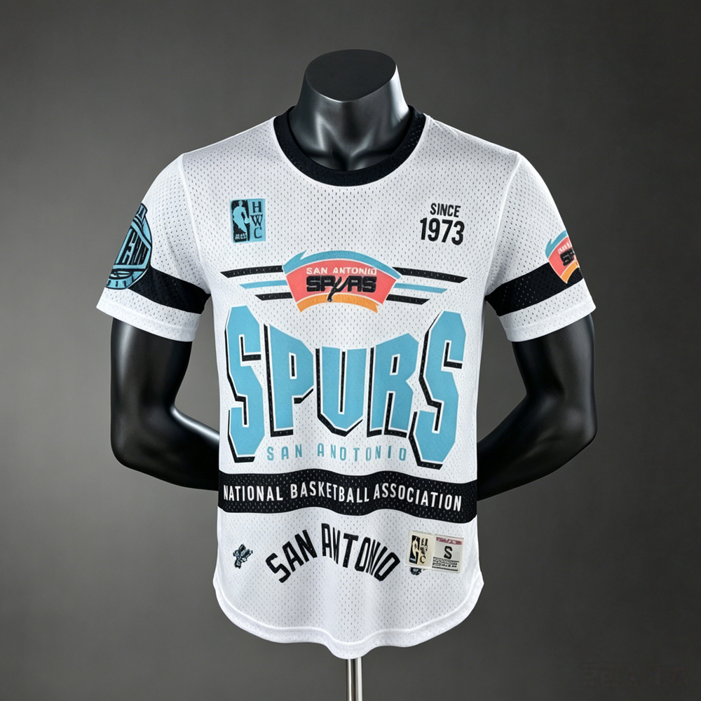 San Antonio Spurs Hardwood Classics Team Logo NBA Jersey Silk Version