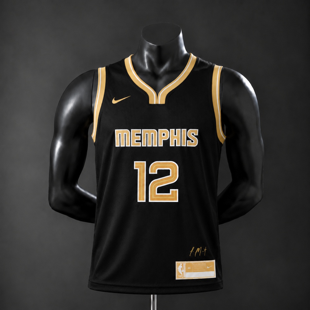 Memphis Grizzlies Black Edition Morant #12 NBA Jersey Embroidered Version