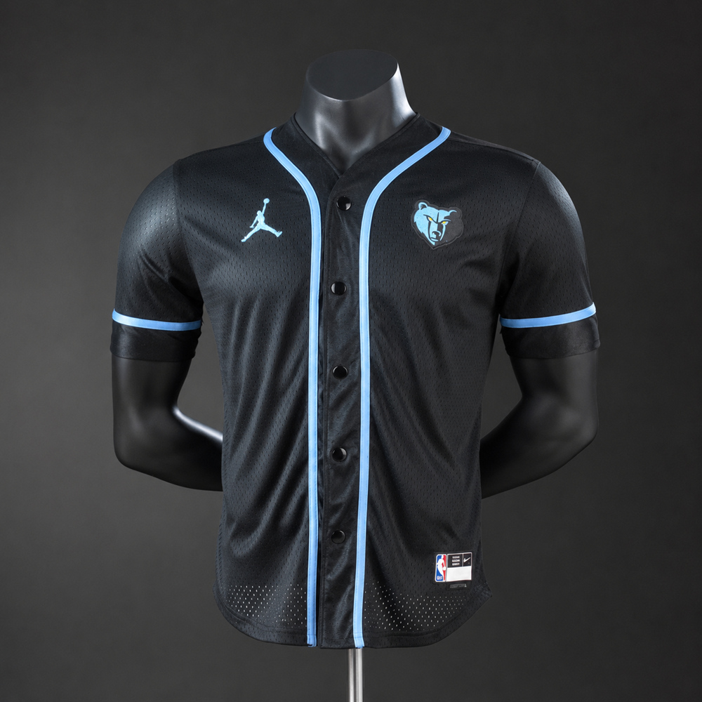 Memphis Grizzlies Black Button-Up NBA Jersey Shirt Silk Version
