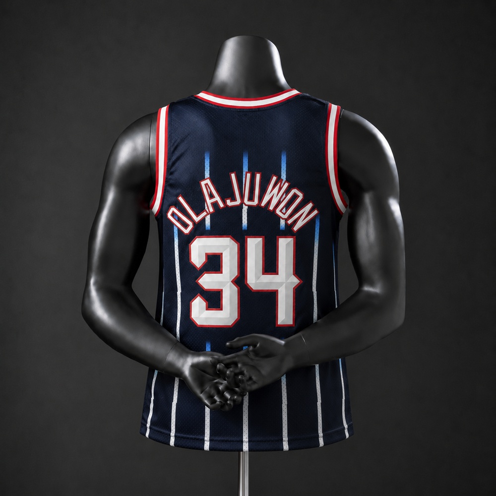 Houston Rockets Throwback Edition Hakeem Olajuwon #34 NBA Jersey Embroidered Version Foto 2