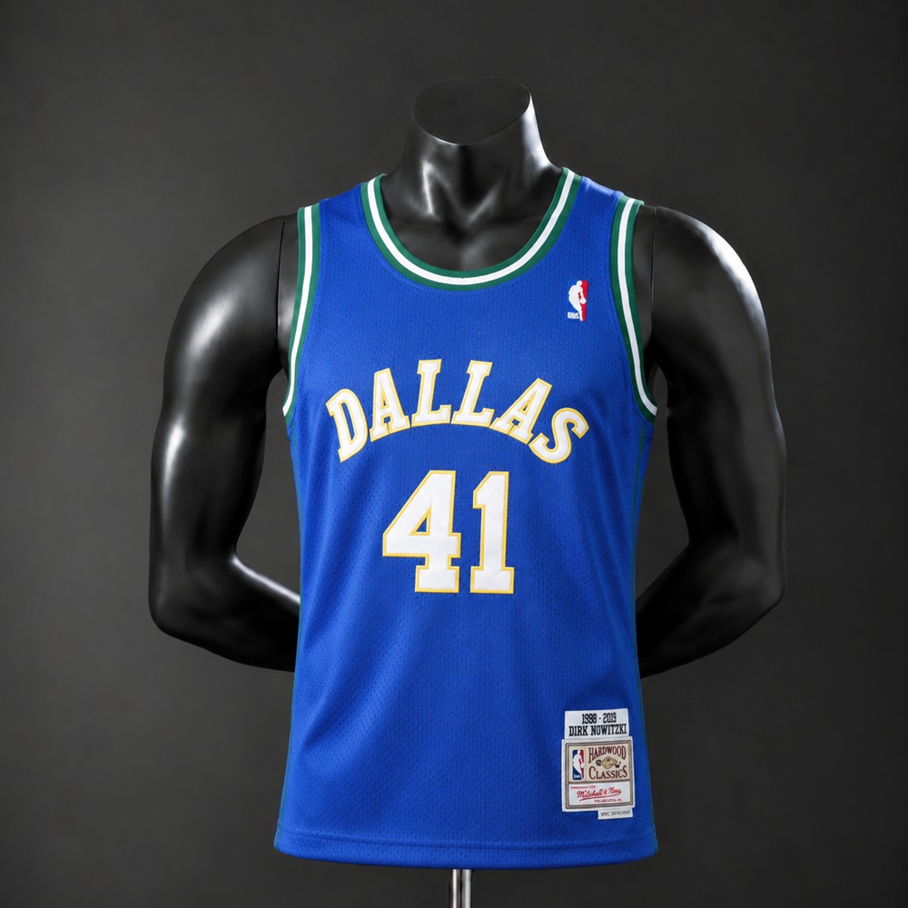 Dallas Mavericks Hardwood Classics Dirk Nowitzki #41 NBA Jersey Embroidered Version