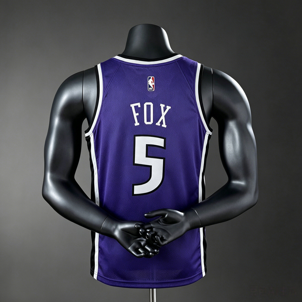 Sacramento Kings Icon Edition Fox #5 NBA Jersey Silk Version Foto 2