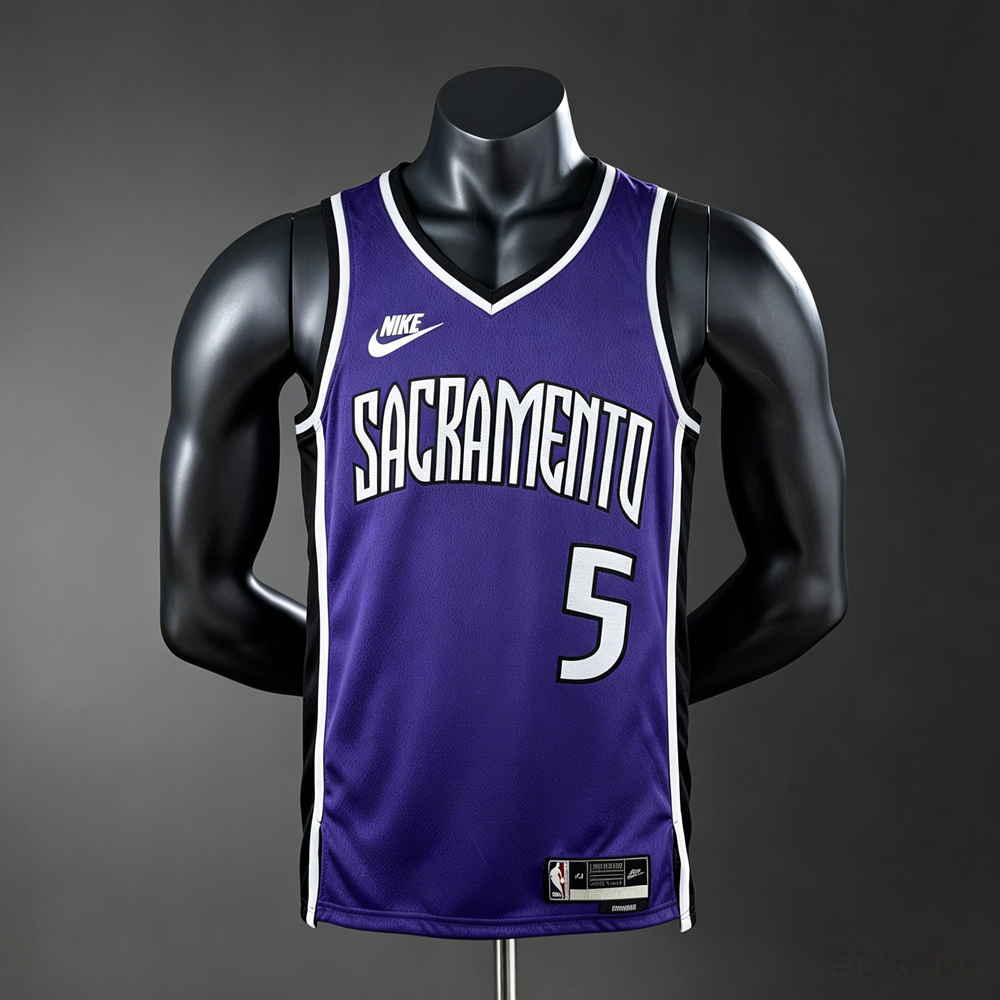Sacramento Kings Icon Edition Fox #5 NBA Jersey Silk Version
