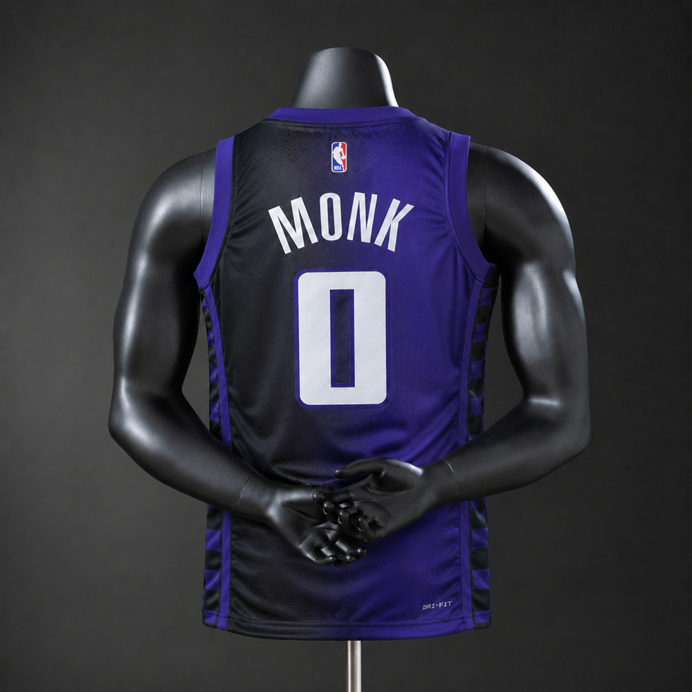 Sacramento Kings Statement Edition Monk #0 NBA Jersey Silk Version Foto 2