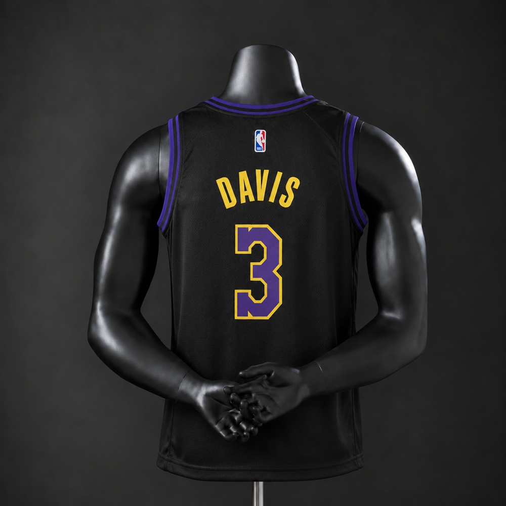 Los Angeles Lakers City Edition Anthony Davis #3 NBA Jersey Embroidered Version Foto 2