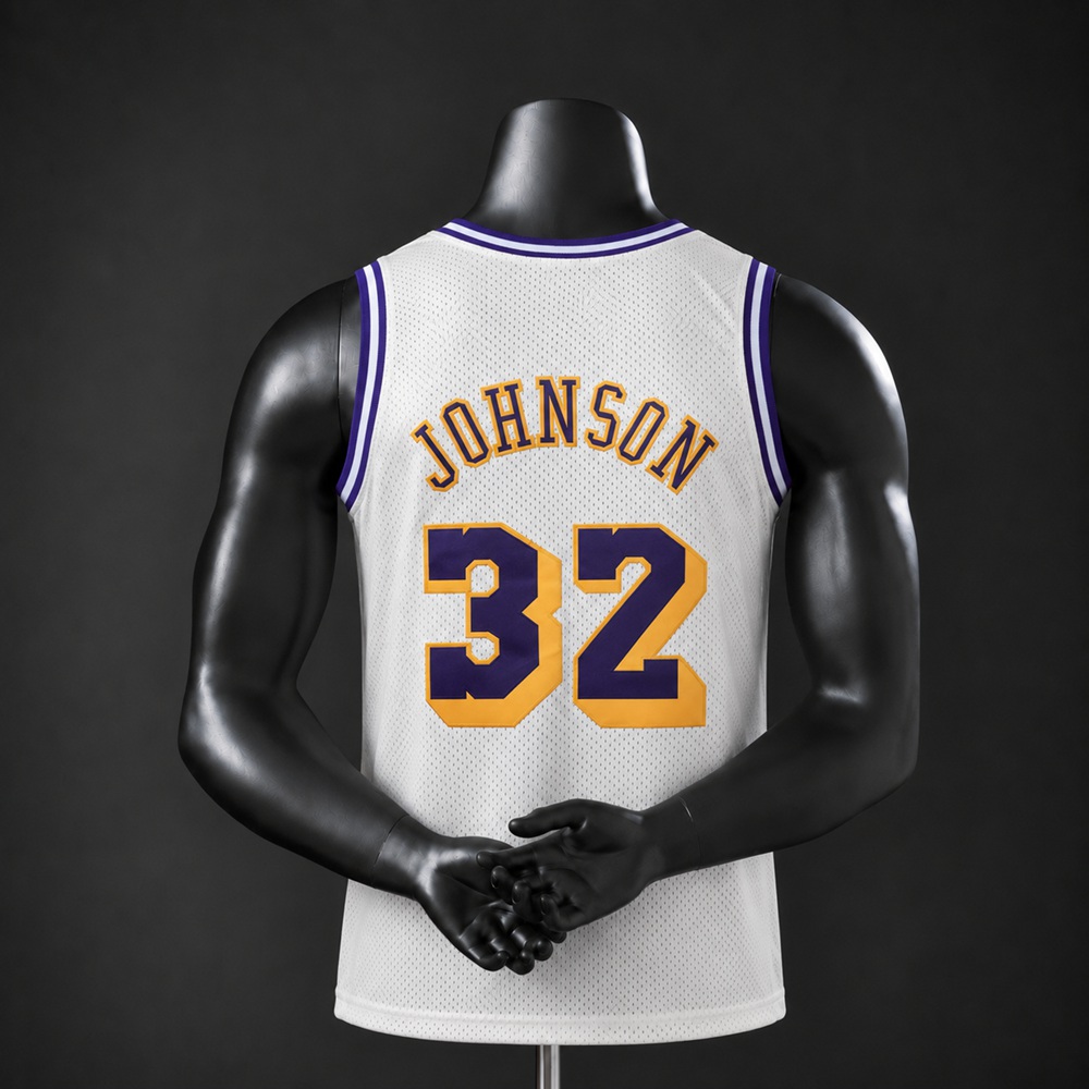 Los Angeles Lakers Hardwood Classics Johnson #32 NBA Jersey Embroidered Version (1) Foto 2