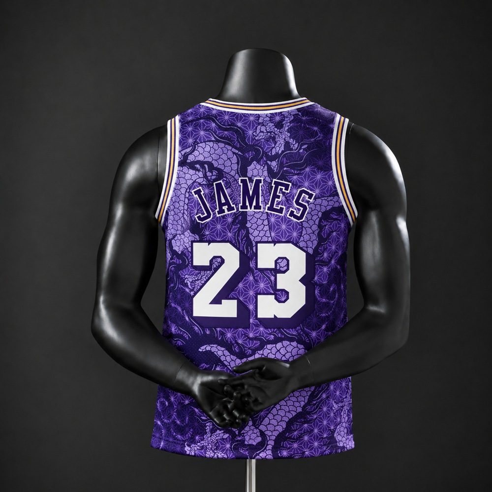 Los Angeles Lakers Classic Edition LeBron James #23 NBA Jersey Embroidered Version Foto 2