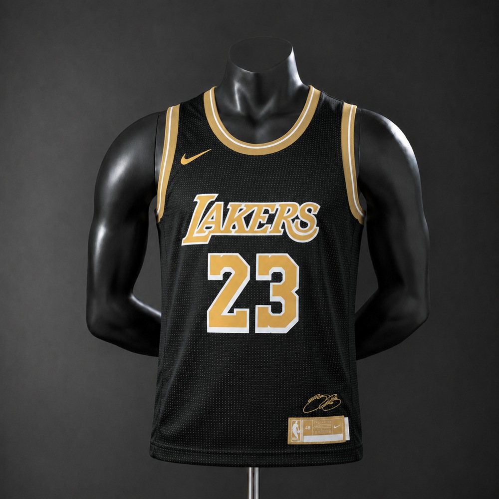 Los Angeles Lakers Black Edition James #23 NBA Jersey Embroidered Version